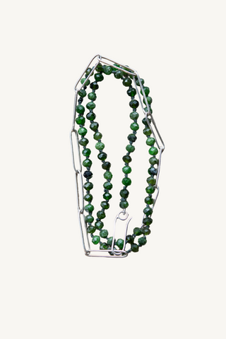 chromium diopside + paperclip chain wrap bracelet