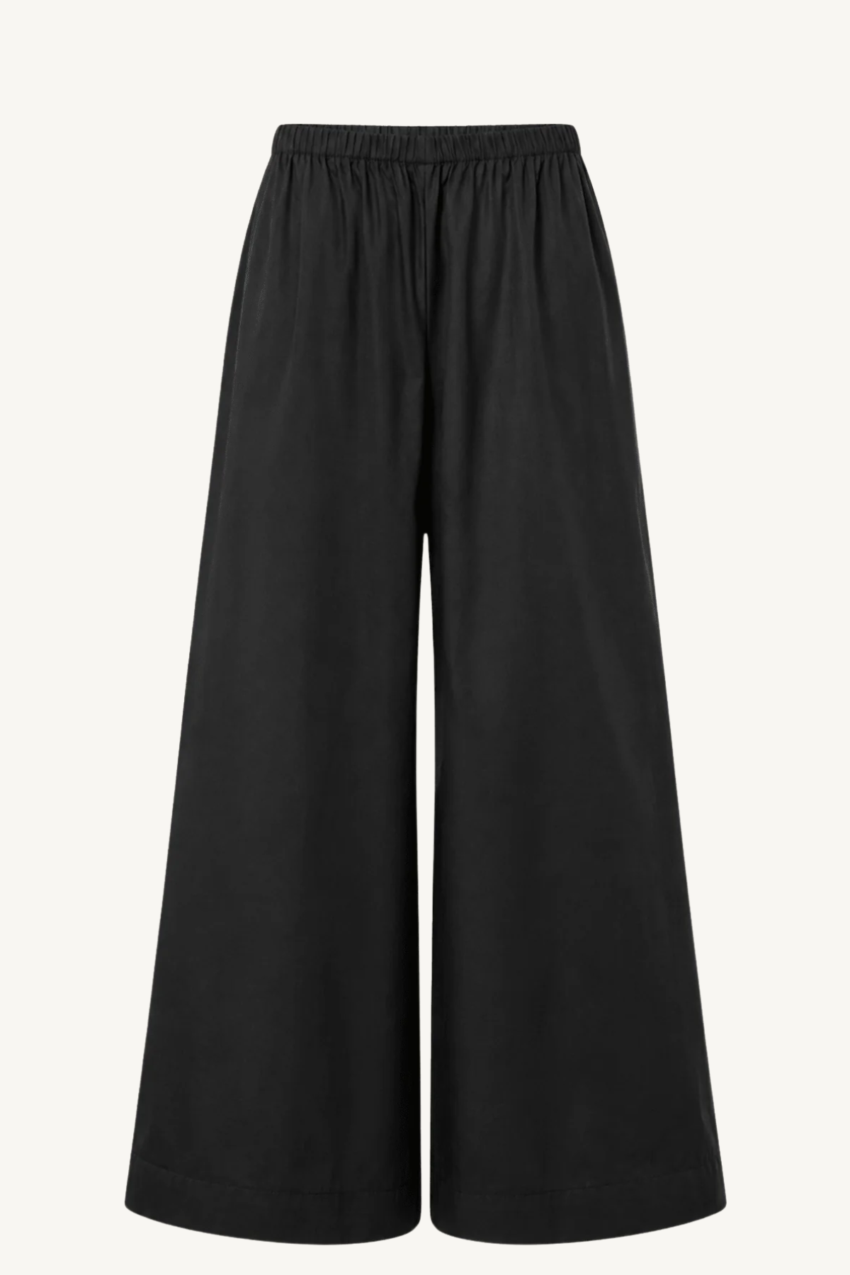 cotton cropped palazzo pant - black