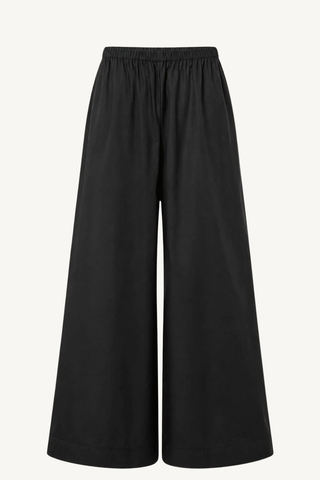 cotton cropped palazzo pant - black
