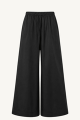 cotton cropped palazzo pant - black