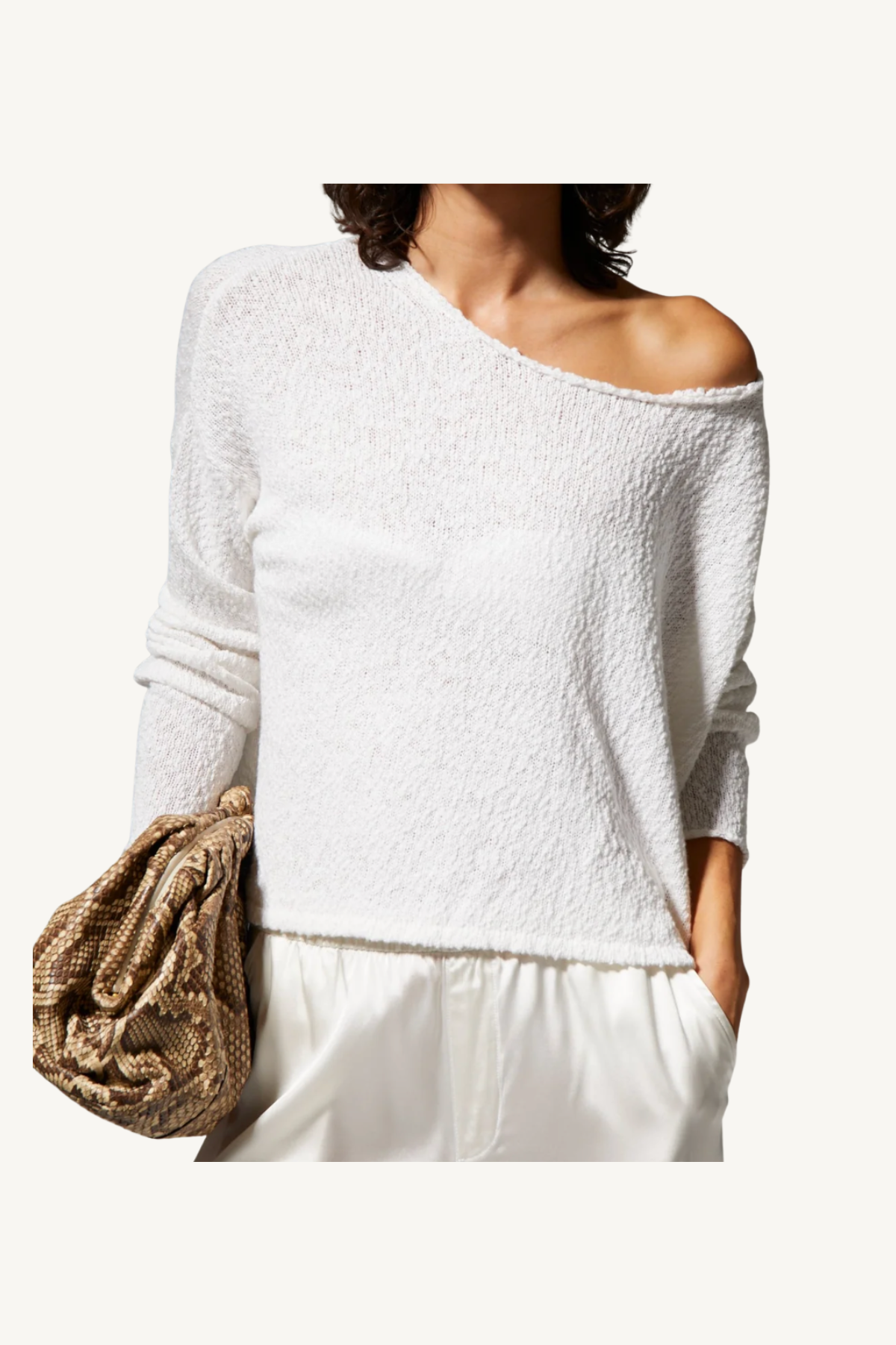 off shoulder sweater - white