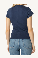 short sleeve back seam crewneck - navy