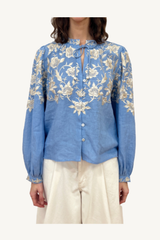 alina lace shirt - blue
