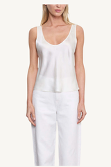 silk satin u tank - off white
