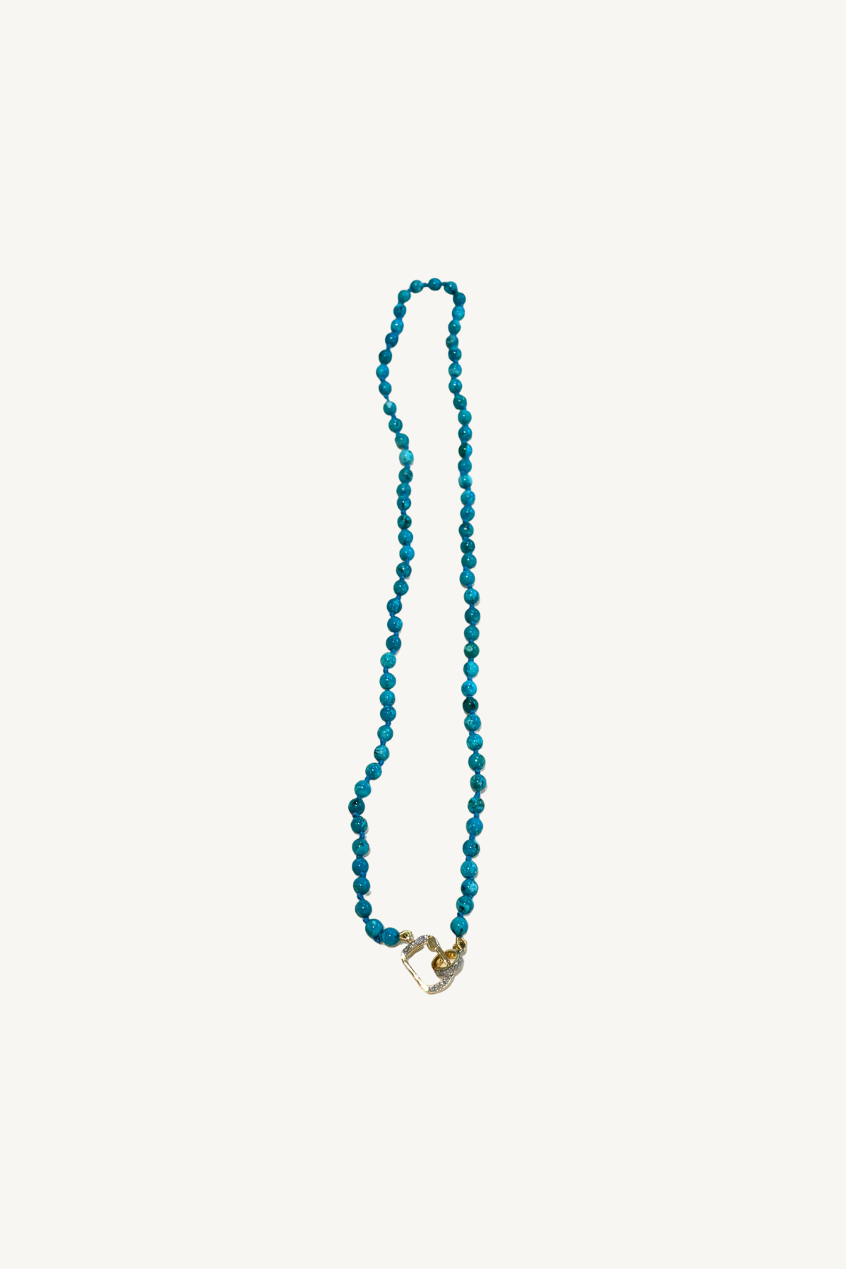 17" turquoise bead necklace with pave diamond push clasp