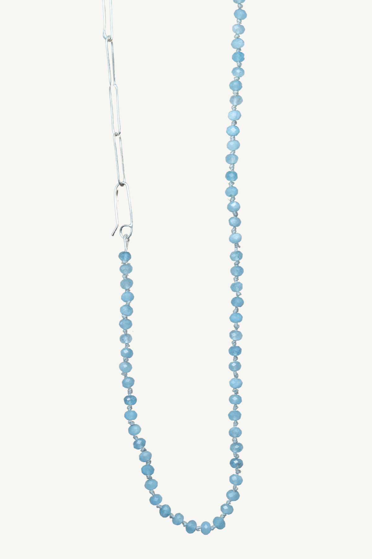 aquamarine + paperclip chain wrap bracelet