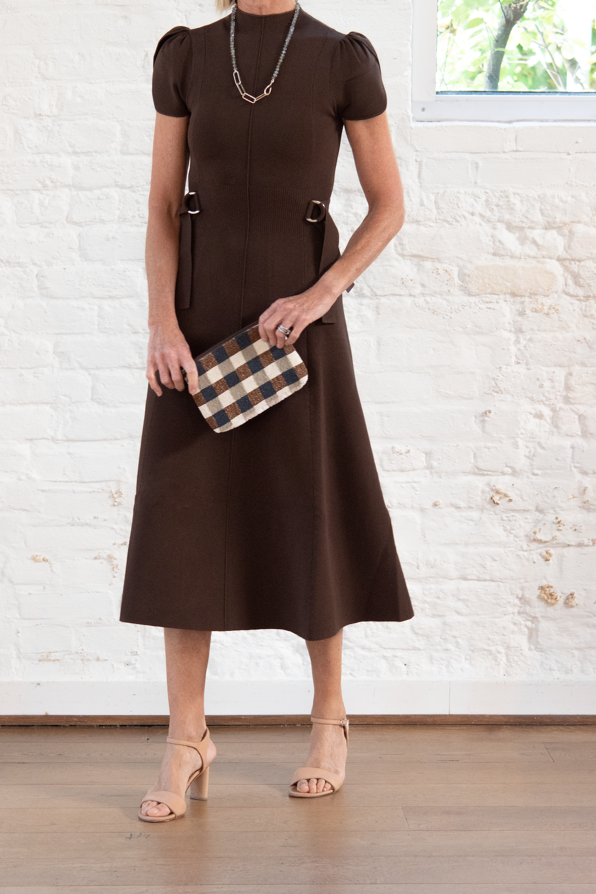 cotton check sac - brown check