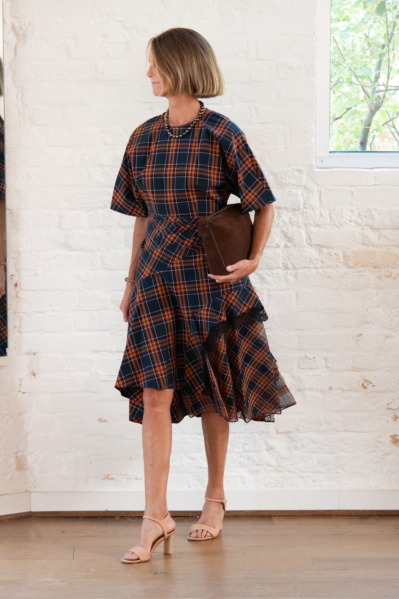 short sleeve draped dress - dusk multi