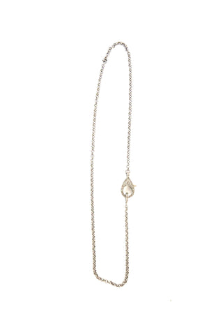 thin silver chain w/pave clasp - 17"