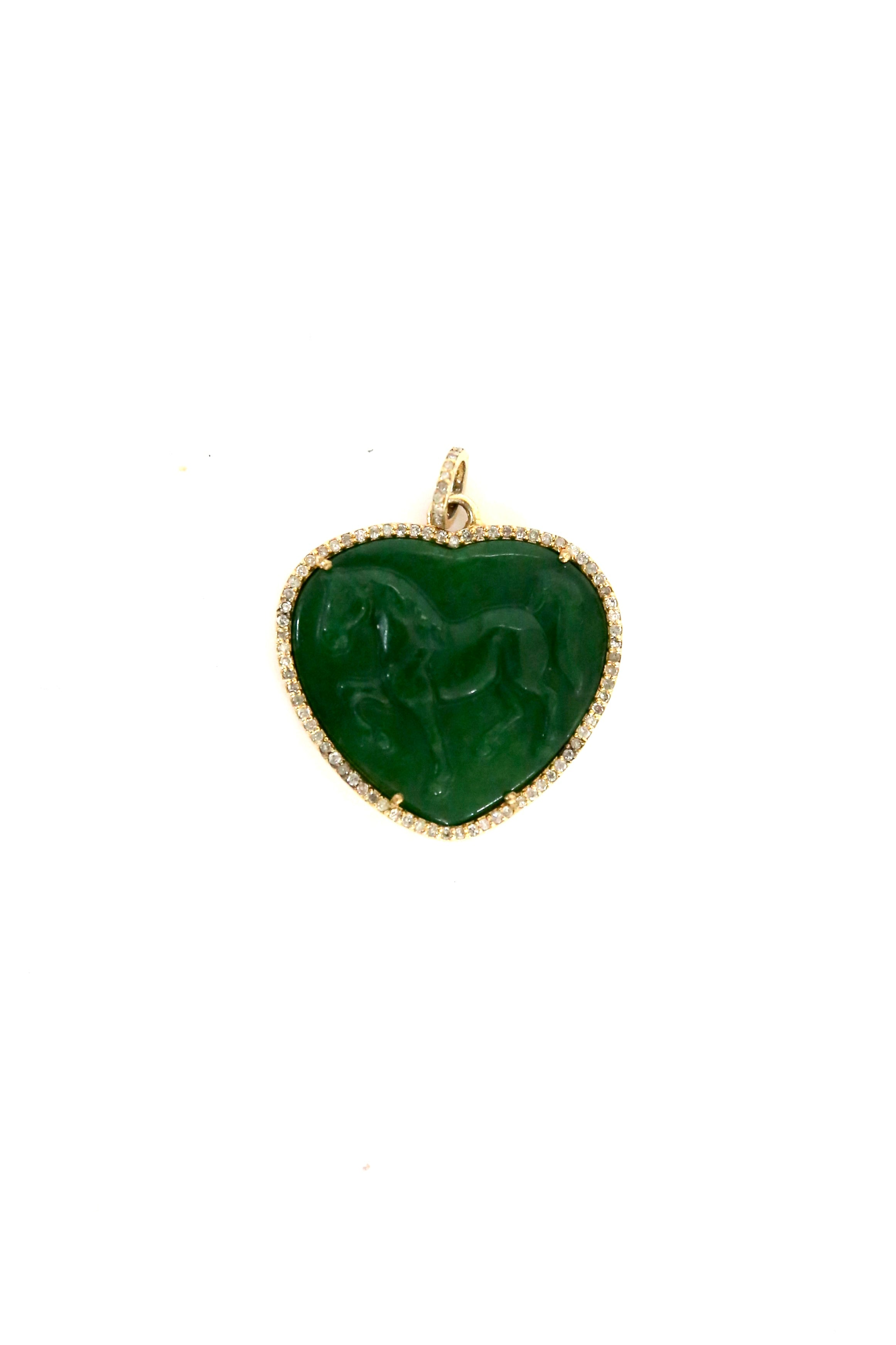 carved horse pendant - green onyx