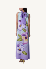 tie back floral ombre dress - mint lilac ombre pansy