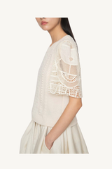 alina lace combo sweater - cream