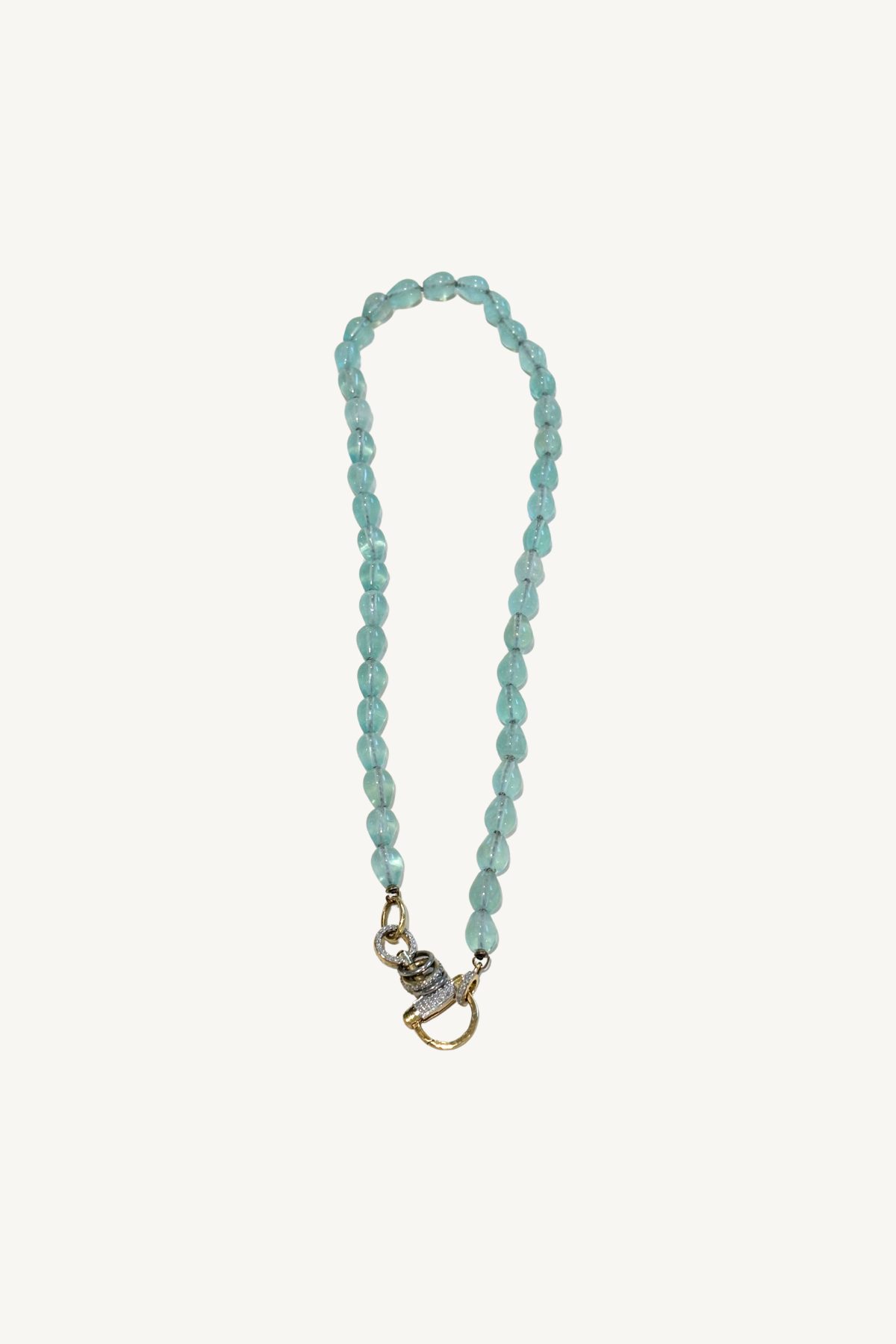 17" amazonite necklace with pave diamond ring clasp