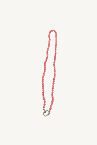 17" coral bead necklace with pave diamond push clasp