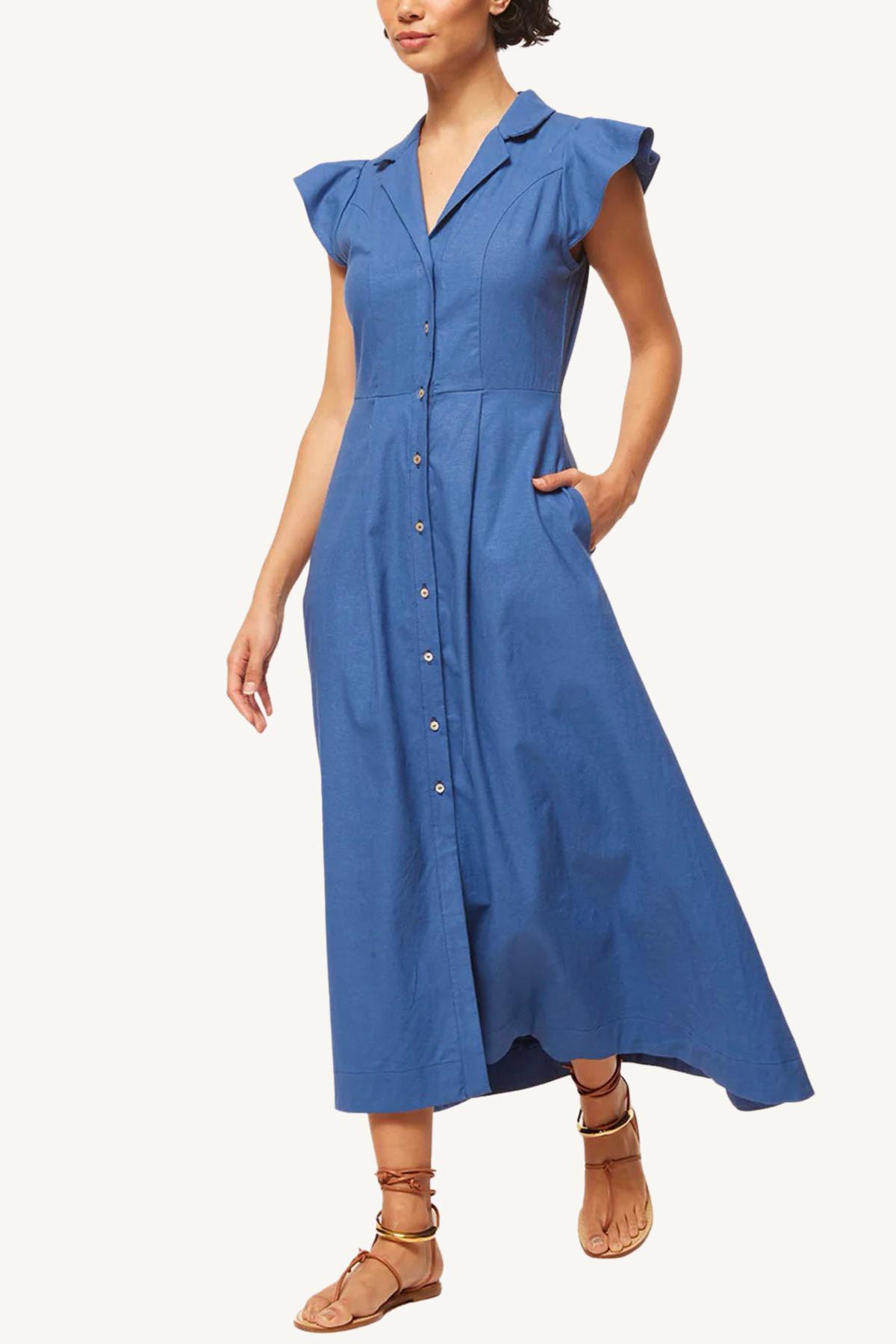 almaz dress - blue linen