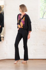 alpaca short sleeve cardigan - black