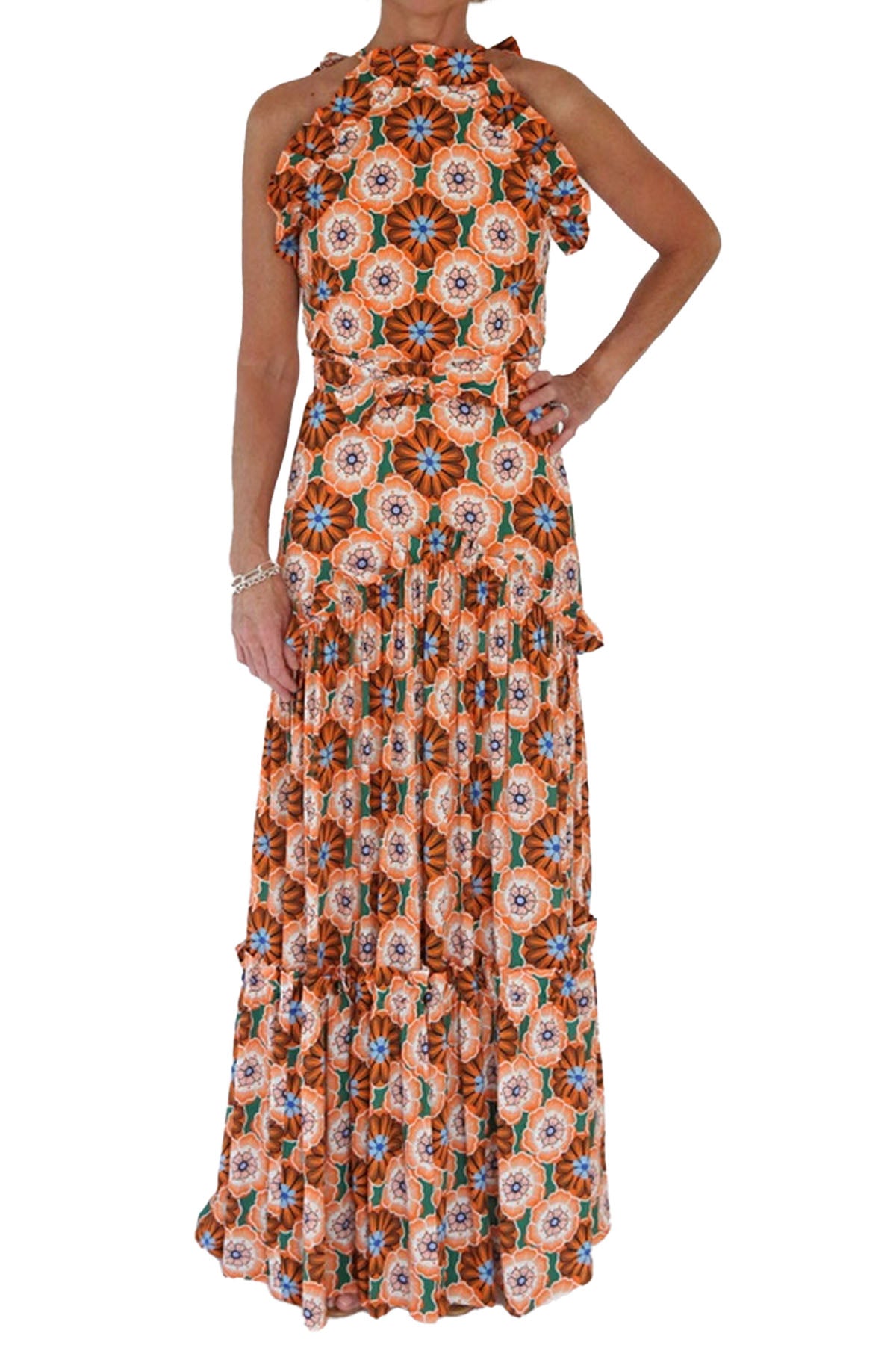 tatiana dress - flower pop orange