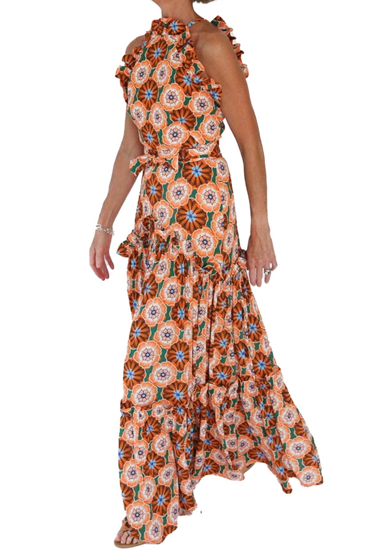 tatiana dress - flower pop orange