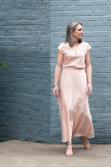 bias cut dress - silver peony