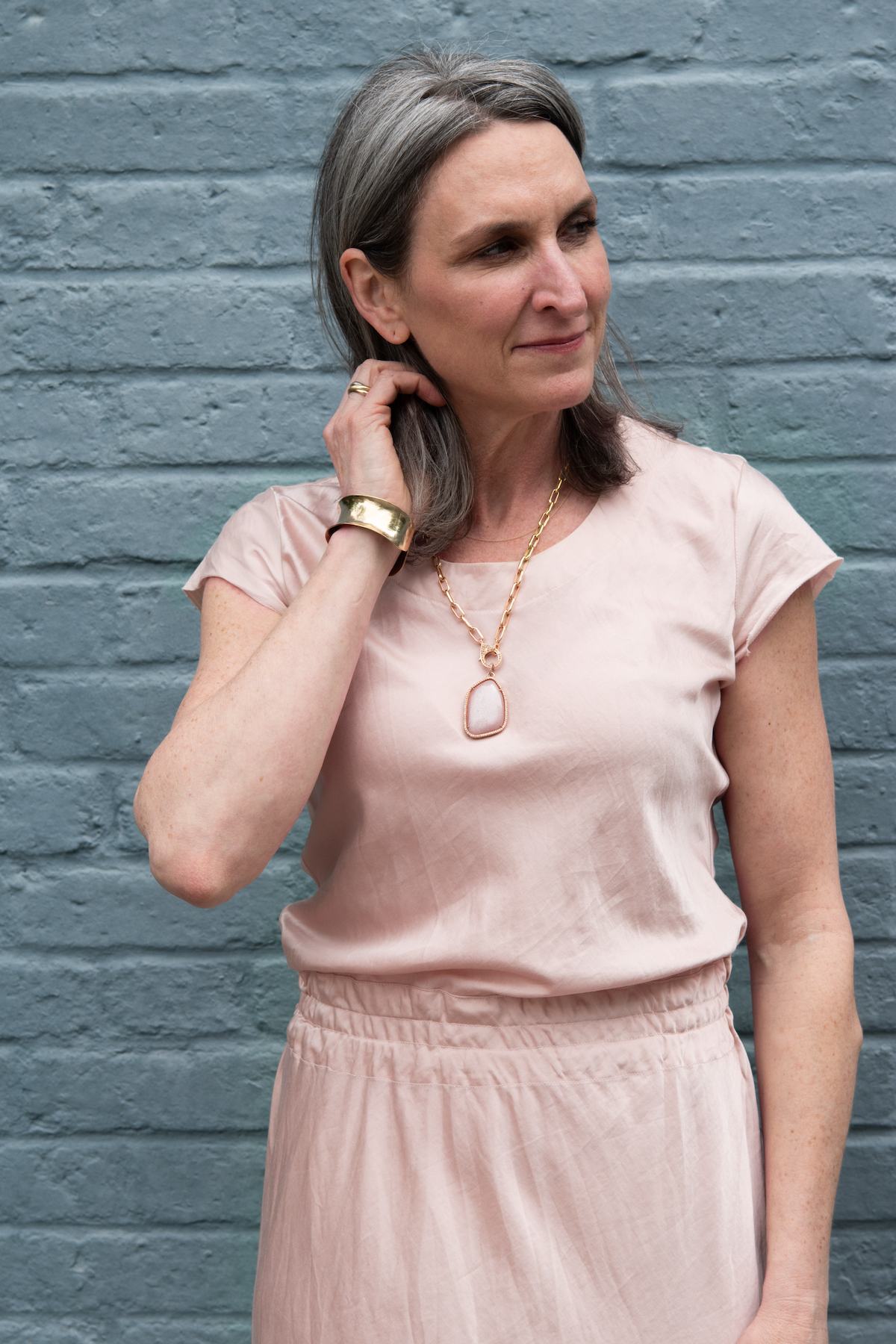 bias cut dress - silver peony