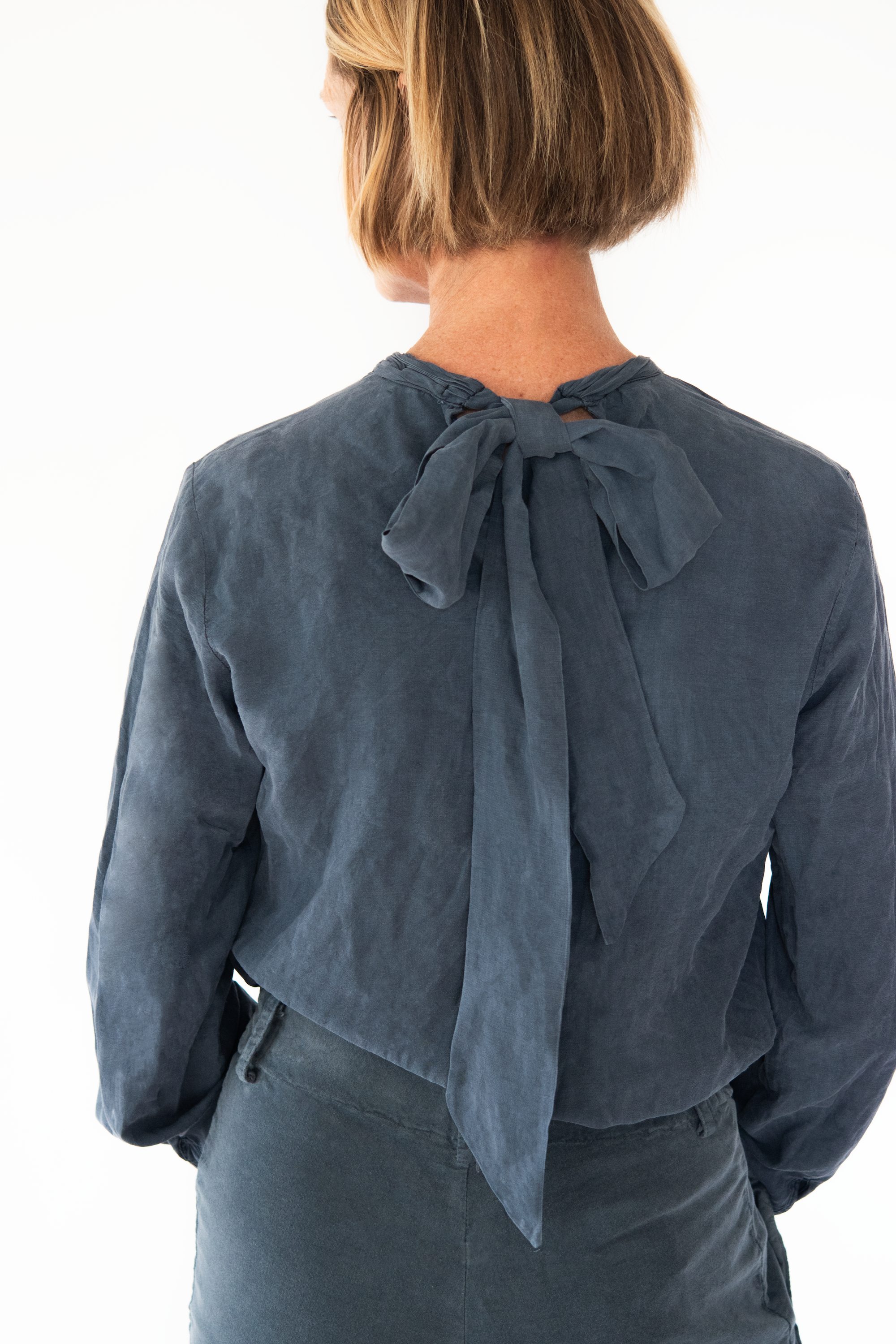 tattered yoke blouse - toner black