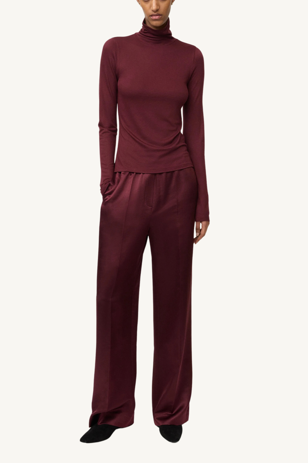 lightweight jersey turtleneck - bordeaux