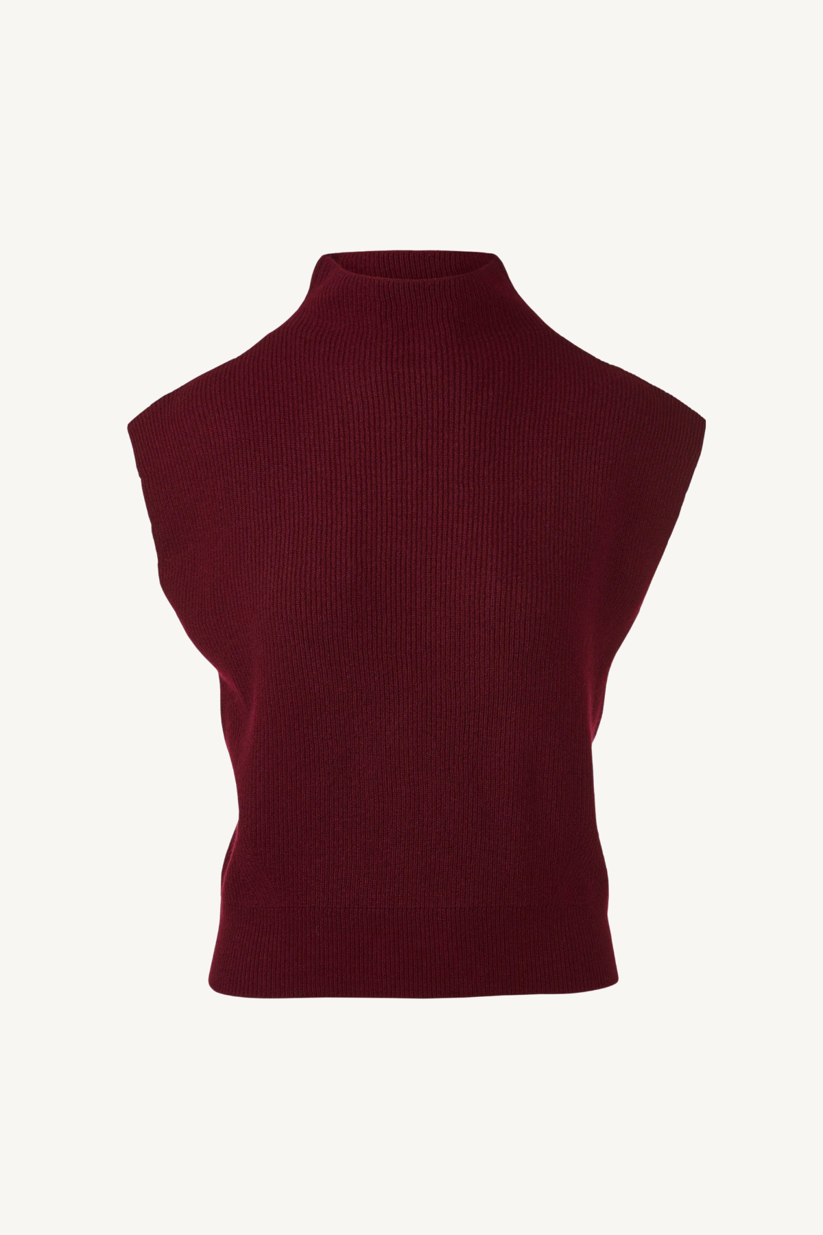 sleeveless rib funnel - cordovan