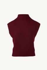sleeveless rib funnel - cordovan
