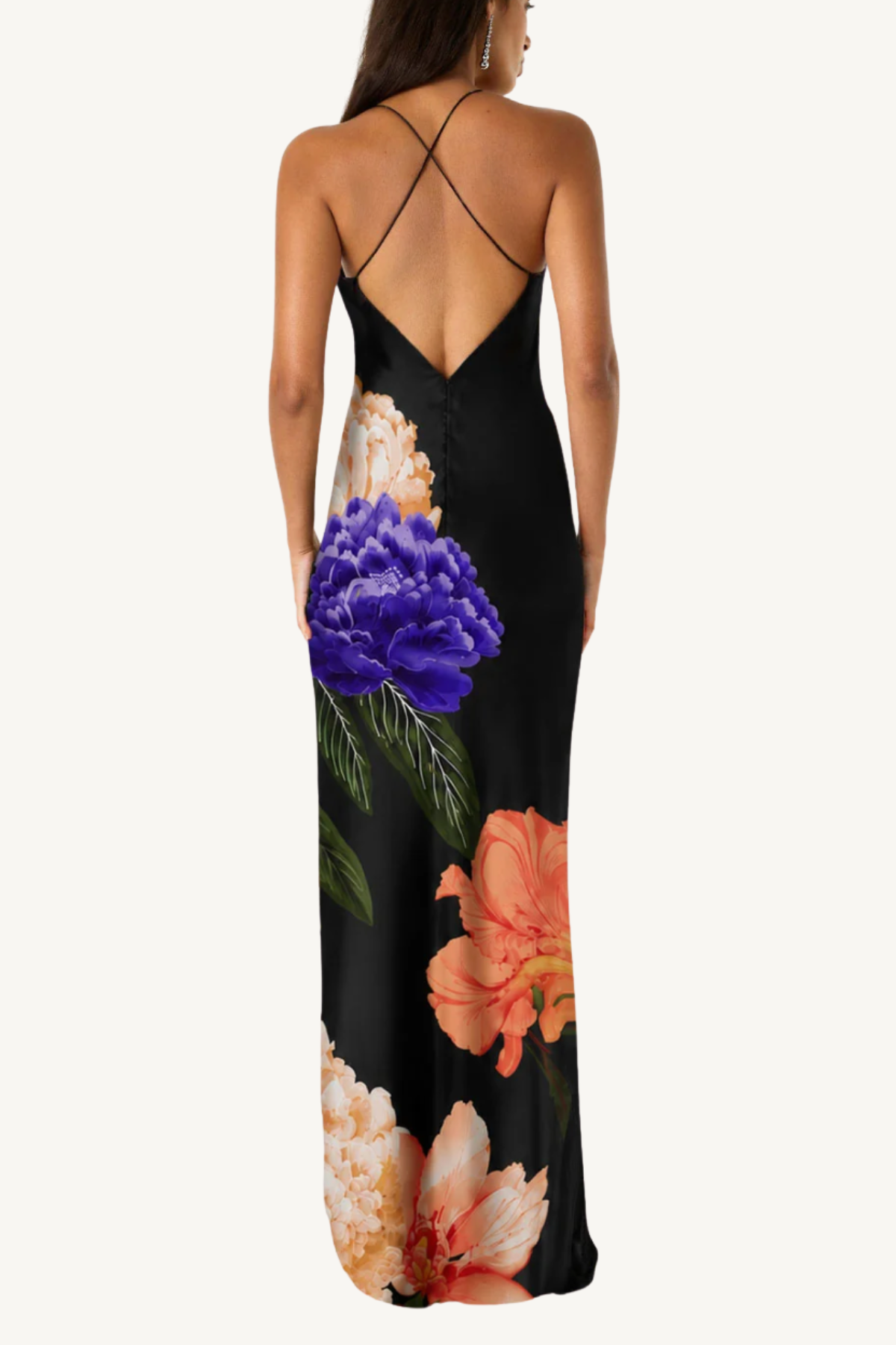 olive crepe satin dress - majestic black