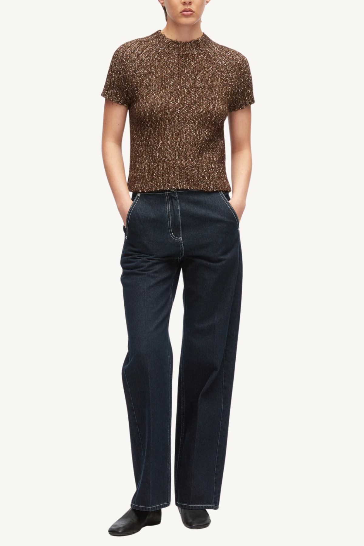 chunky marled raglan tee - cacao