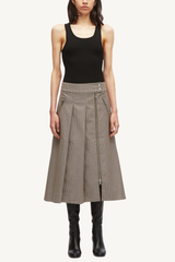 pleated tweed midi skirt - espresso multi