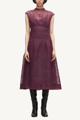 floral organza midi dress - plum