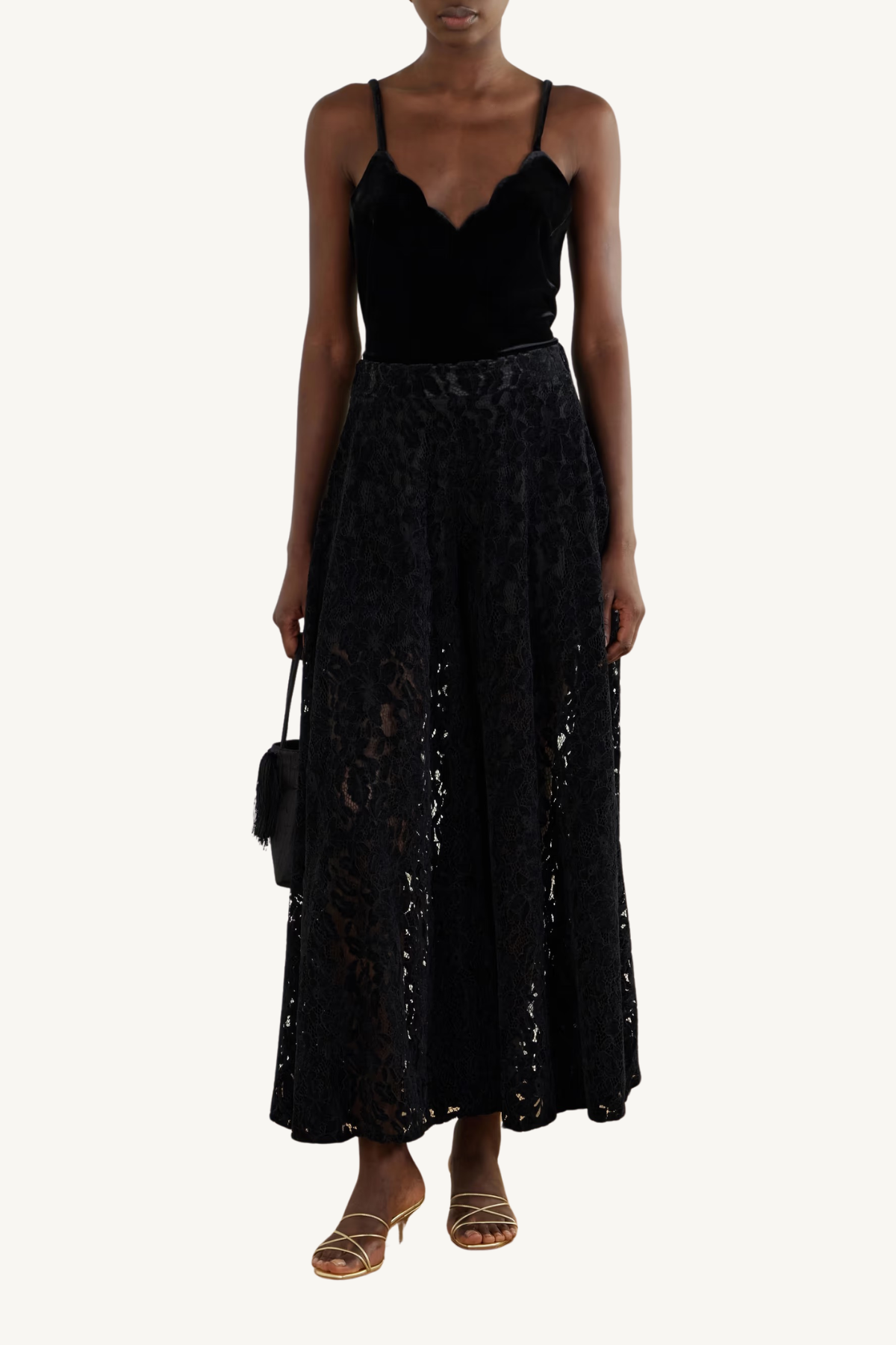 pyrite top - stretch velvet nera
