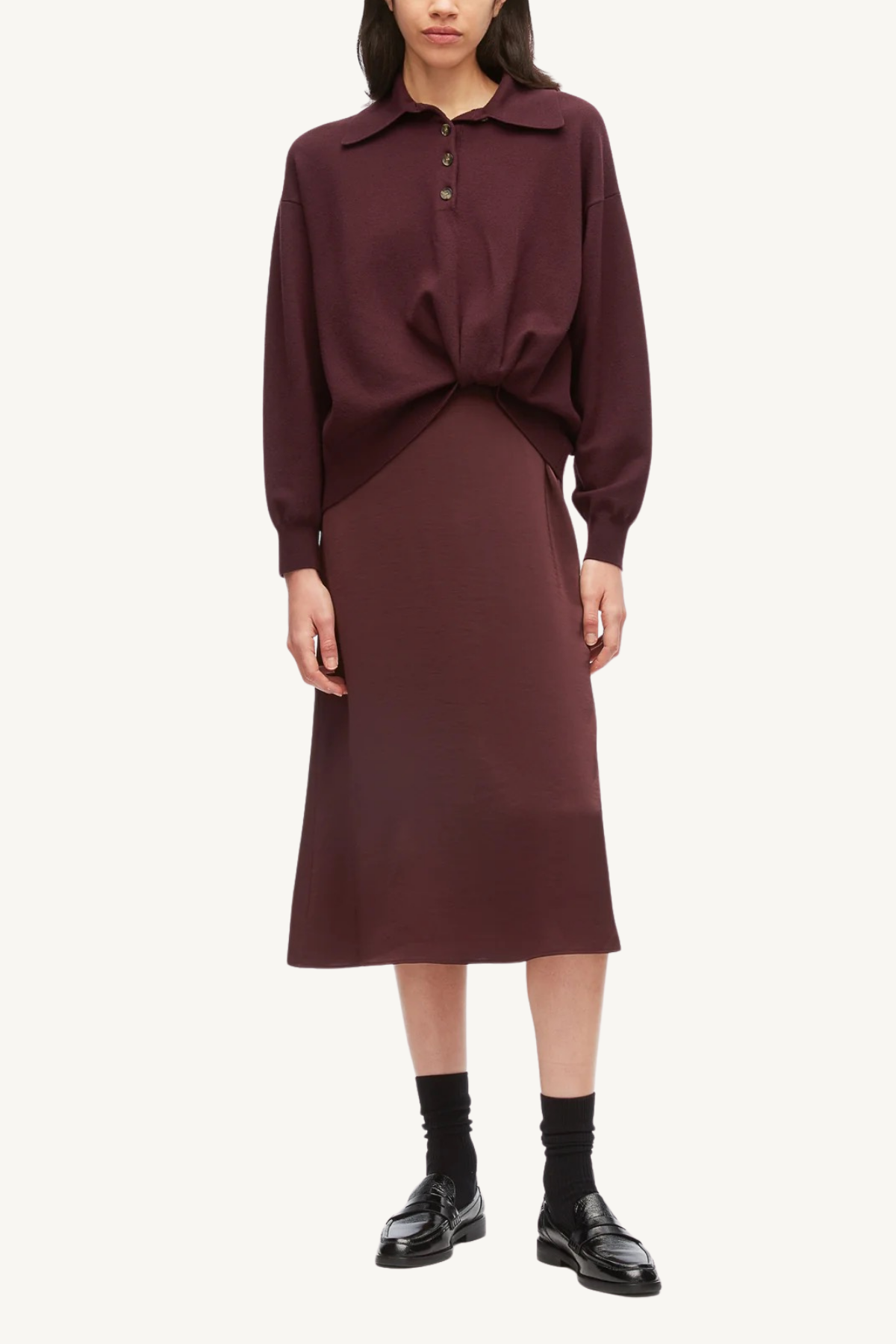 ultrafine merino polo midi dress - espresso
