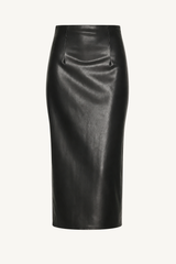 leather curve skirt - coffee