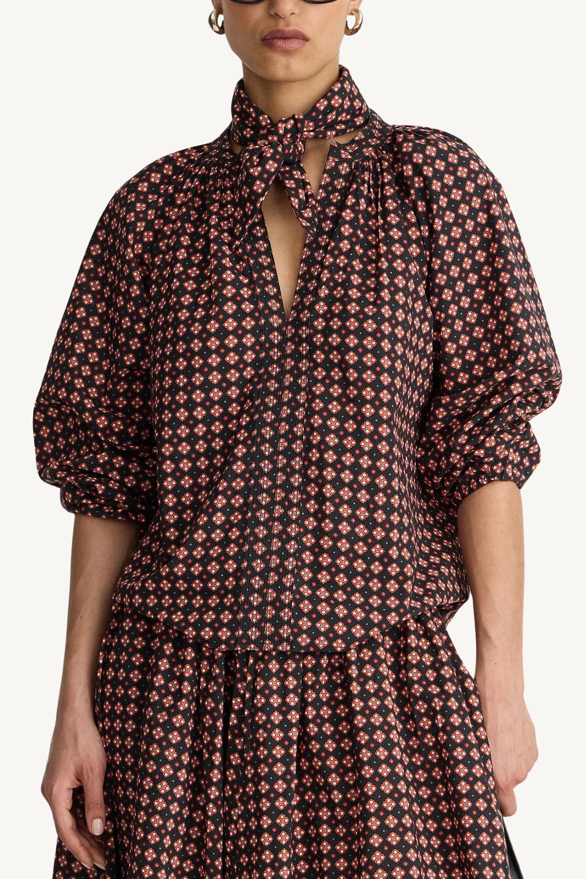 ferooza shirred top - foulard red