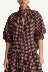 ferooza shirred top - foulard red