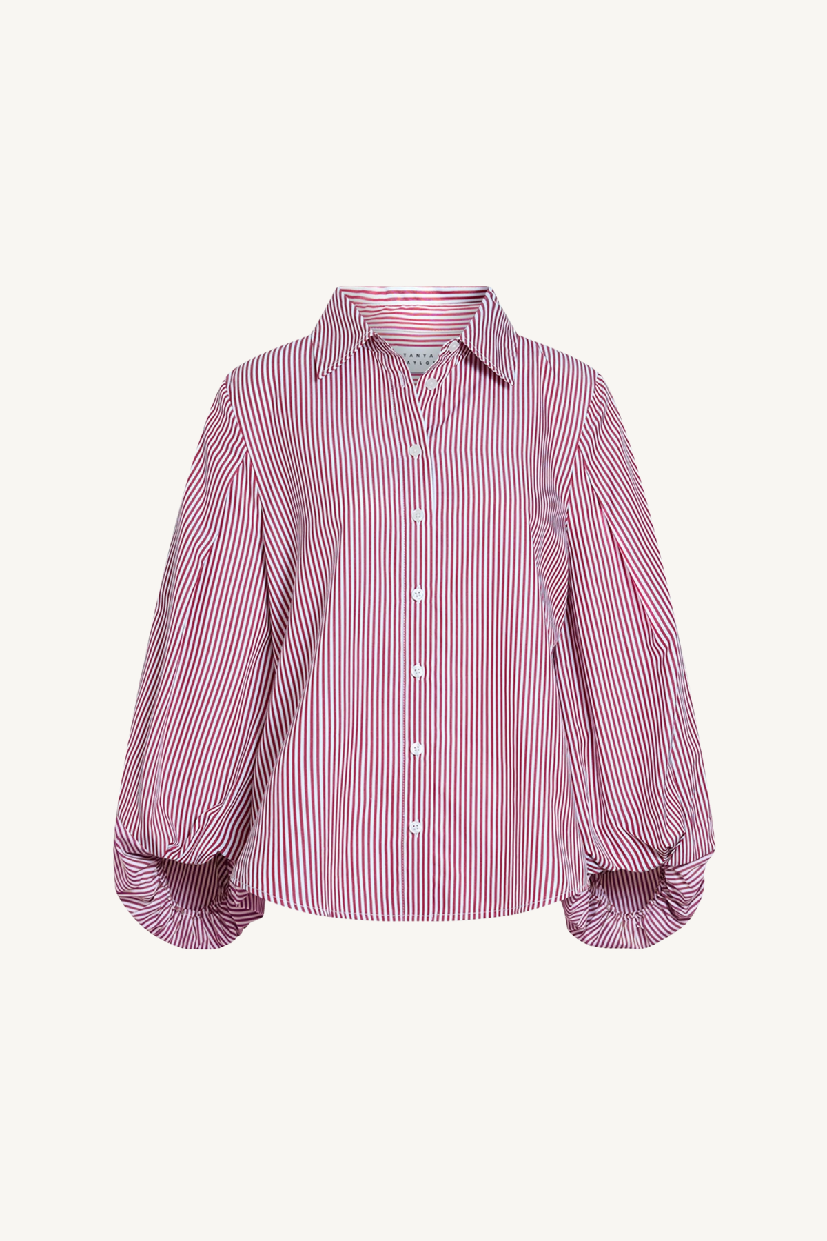 marina top - deep redwood/off white multi