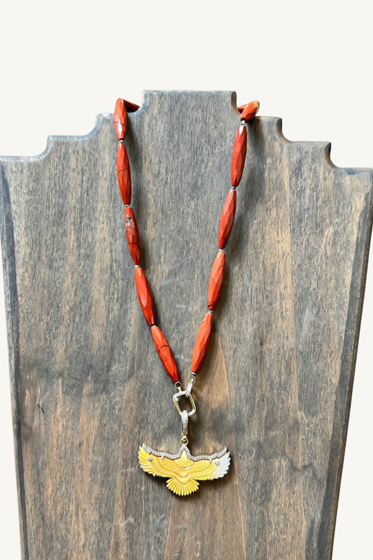 mother of pearl hawk pendant