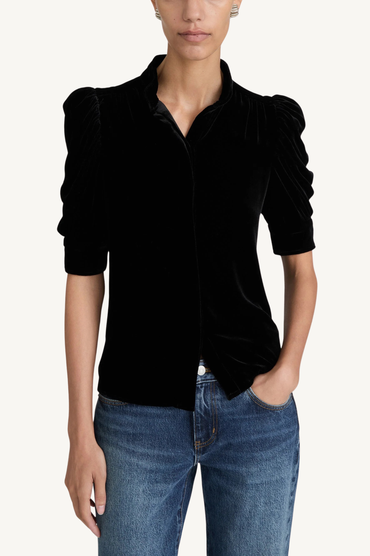 velvet gillian top - black