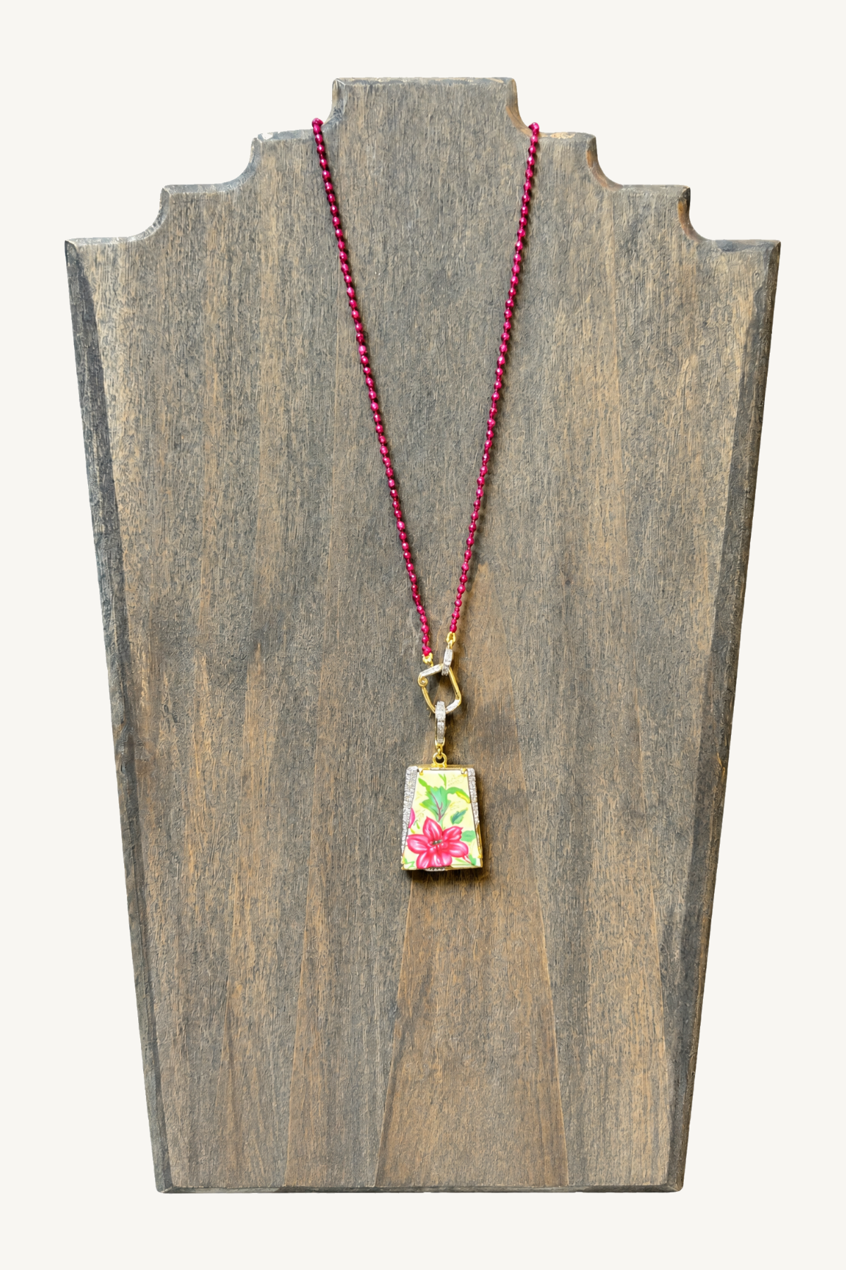 red quartz beaded necklace