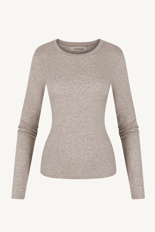long sleeve baby tee - taupe