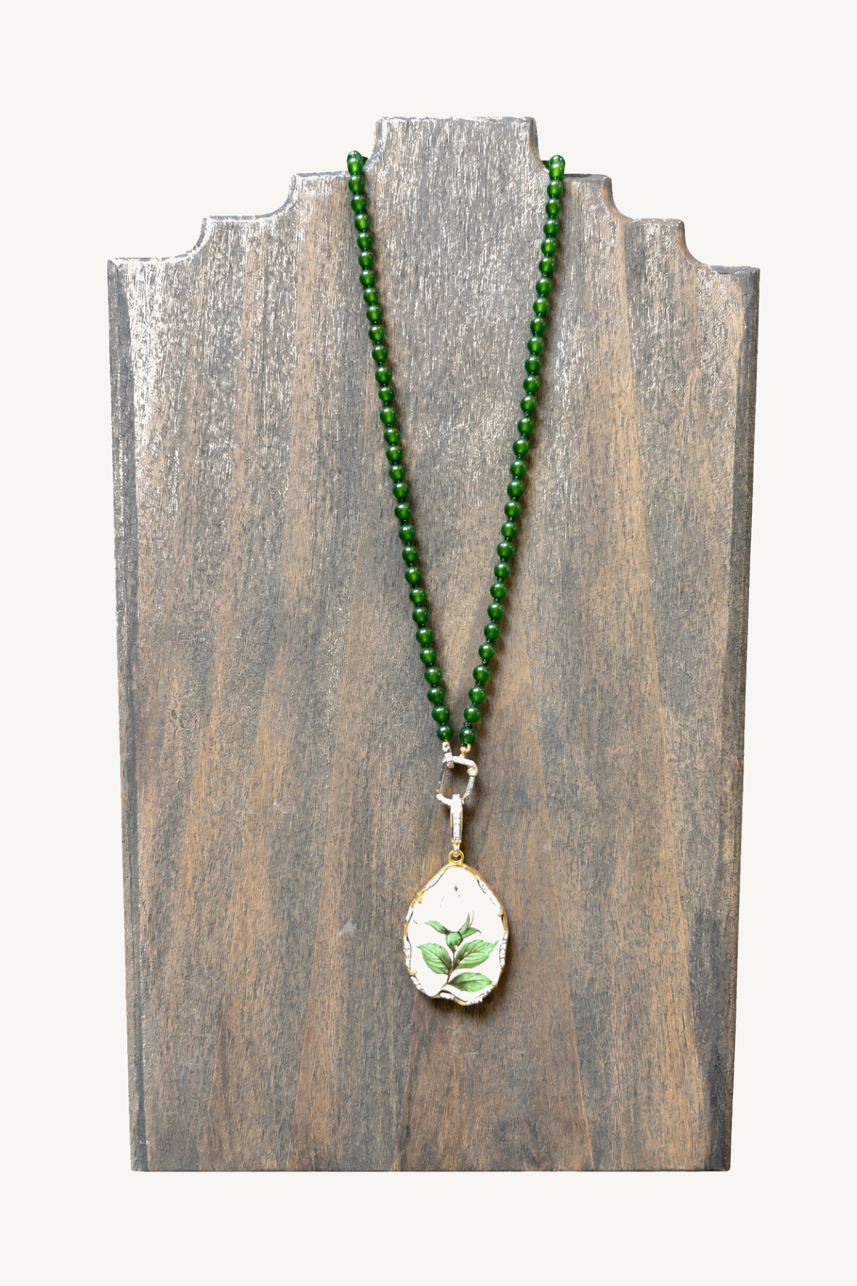 green jade beaded necklace