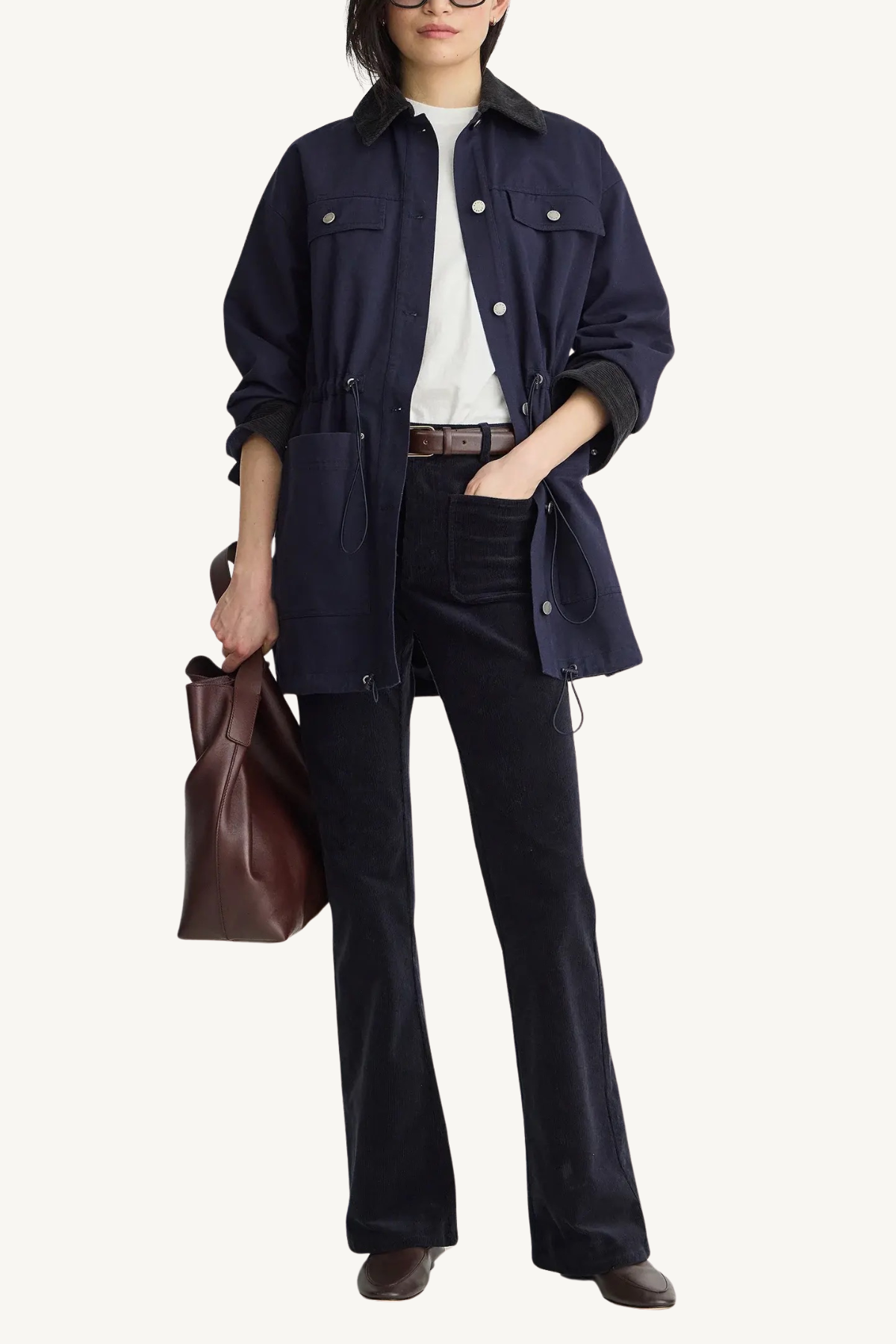barn chore jacket w/drawstring - navy