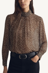 remie blouse - brown/creme wild dots