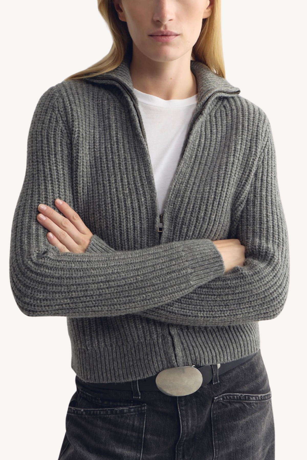 arlen cardigan - medium grey melange