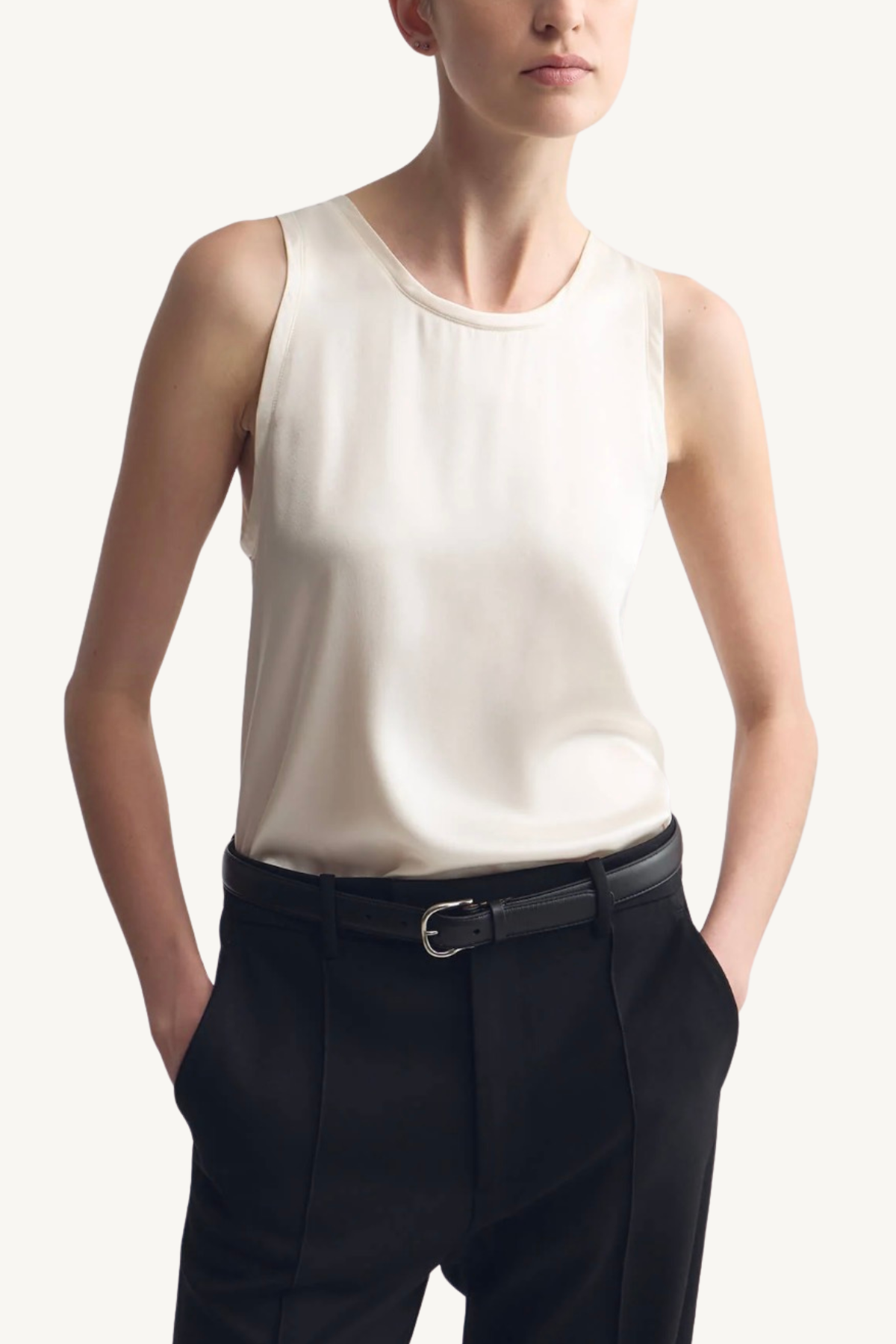 moka tank silk top - ivory