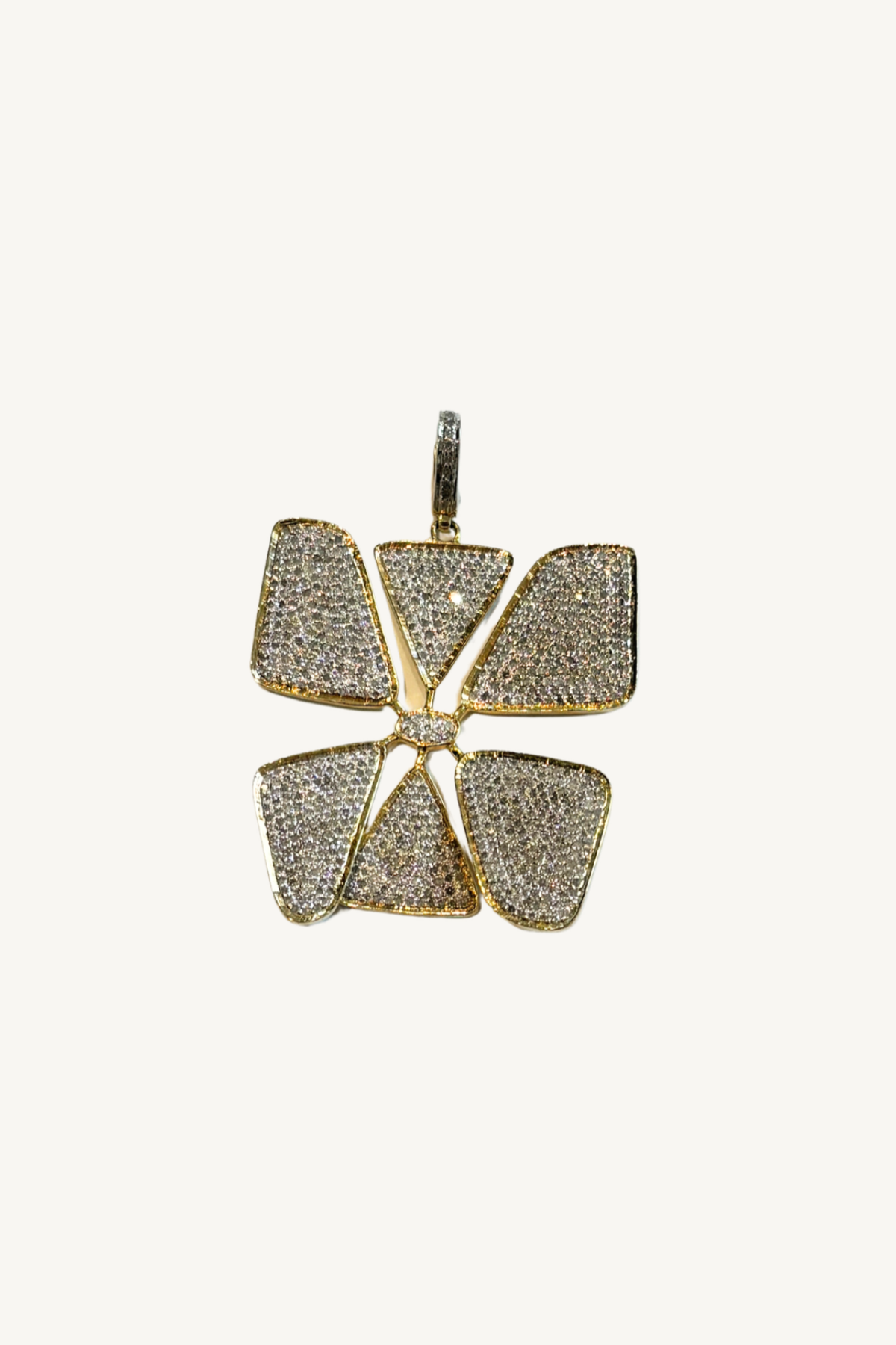 large geometric diamond flower pendant