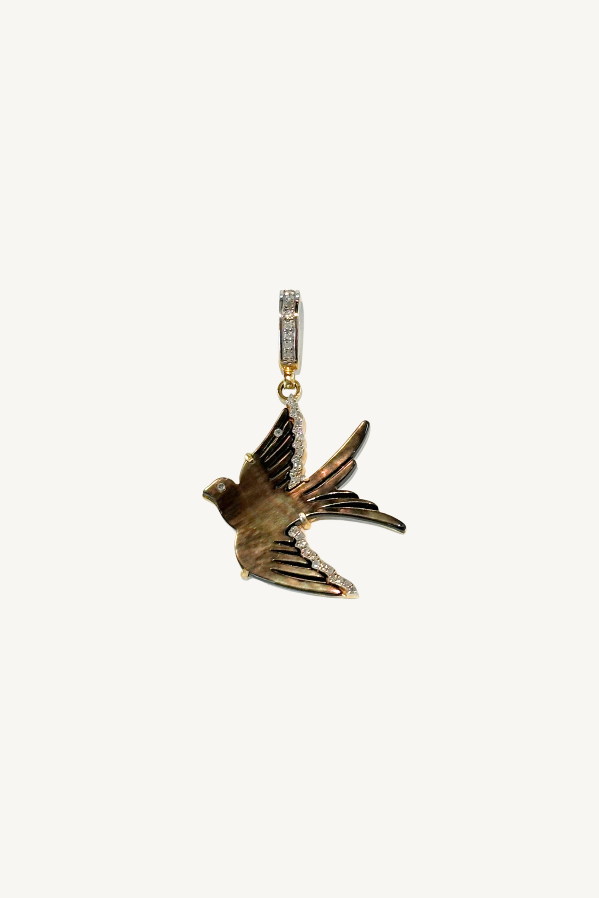 grey mother of pearl bird pendant