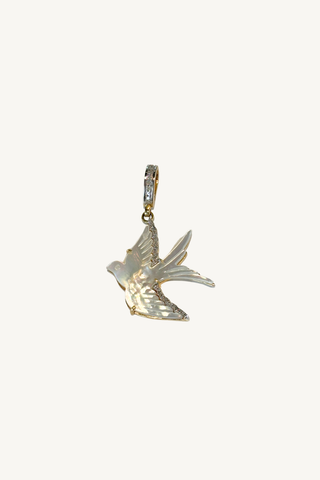 white mother of pearl bird pendant